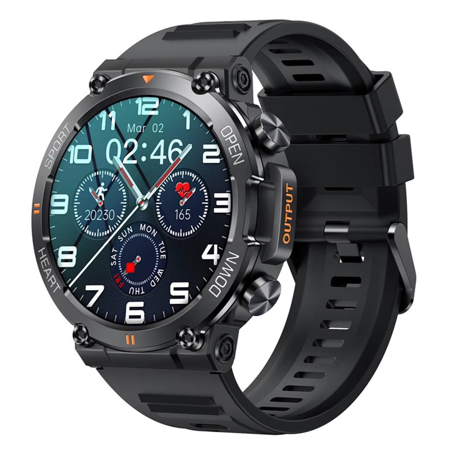 K56Pro Men's Smart Watch with Heart Rate Monitor, Bluetooth Connectivity, 400mAh Long Battery Life, 1.39-Inch 360x360 HD Display for Outdoor Sports