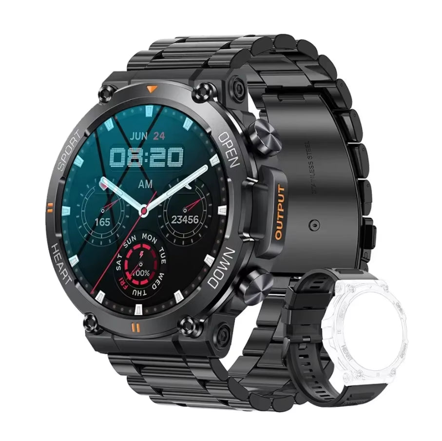 K56Pro Men's Smart Watch with Heart Rate Monitor, Bluetooth Connectivity, 400mAh Long Battery Life, 1.39-Inch 360x360 HD Display for Outdoor Sports