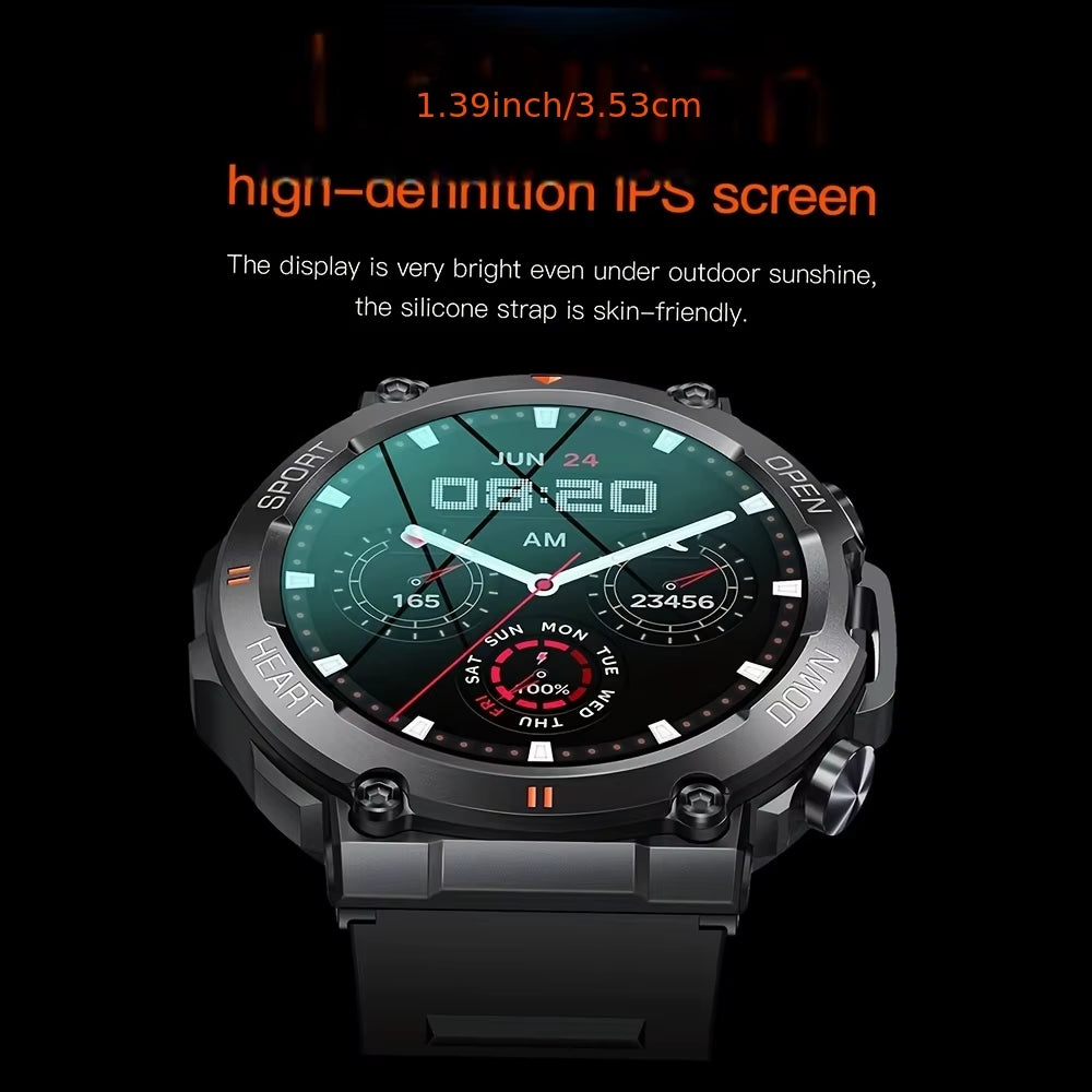 K56Pro Men's Smart Watch with Heart Rate Monitor, Bluetooth Connectivity, 400mAh Long Battery Life, 1.39-Inch 360x360 HD Display for Outdoor Sports